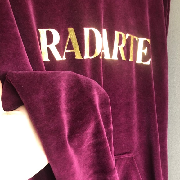 Radarte - Large Hoodie - Maroon Velour/Velvet - Gold Foil Logo - 80% OFF SALE!!! - Picture 5 of 8